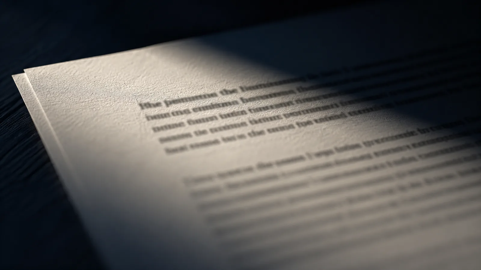 A close crop of a single paragraph on a printed page, the rest out of focus